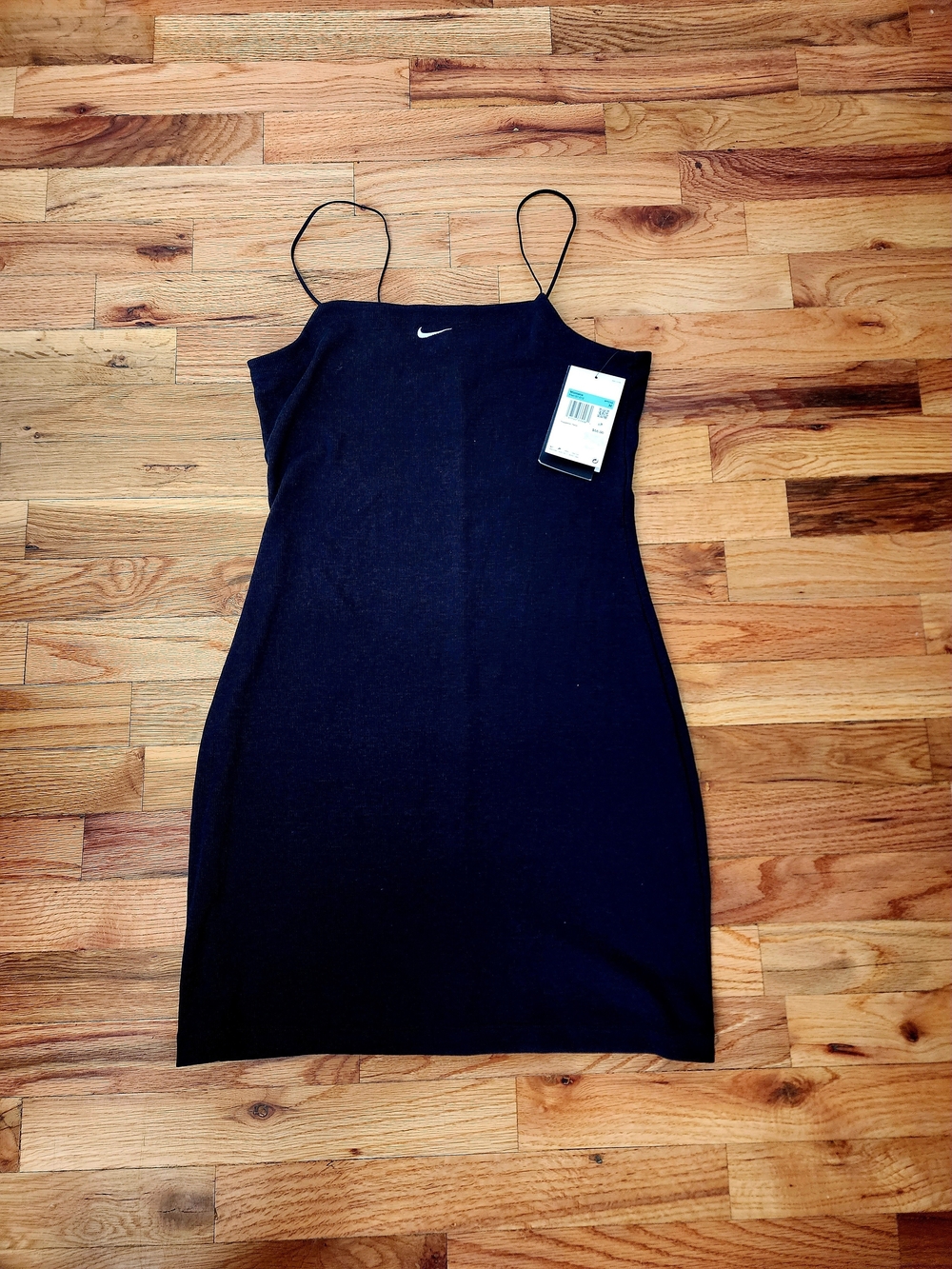 Nike Black Spaghetti-Strap Mini Dress with Swoosh